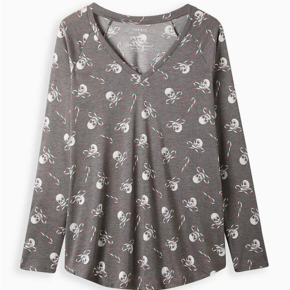 Torrid Curve Tops - Torrid Skulls and Candy Canes long-sleeved shirt